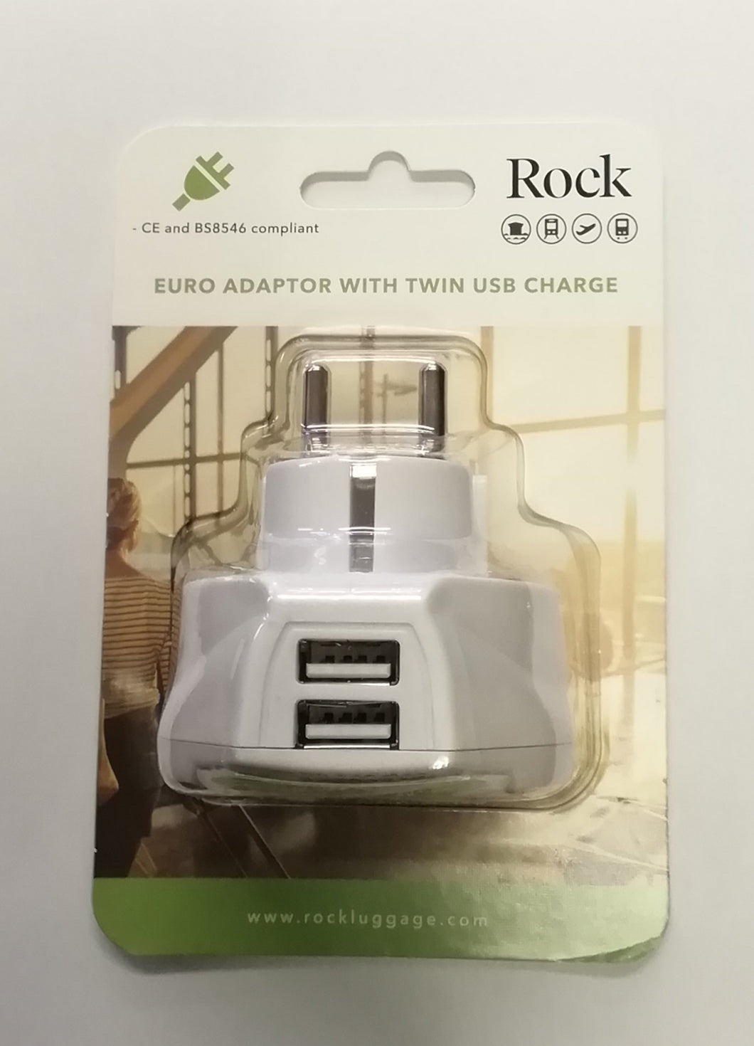 Euro Adaptor + Twin USB Charger