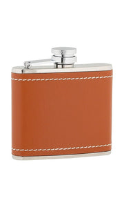 4oz Tan Leather Hip Flask With Captive Top
