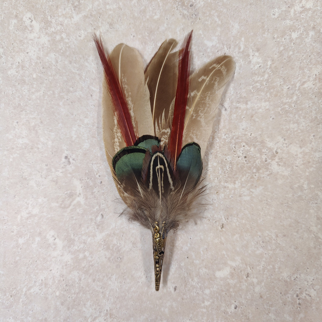 Feather Mount Hat Brooches