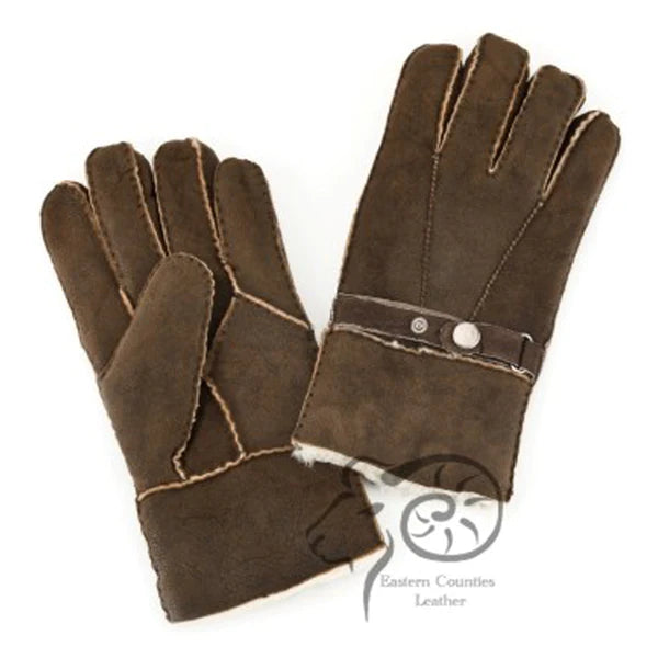 Mens Sheepskin Gloves With Strap