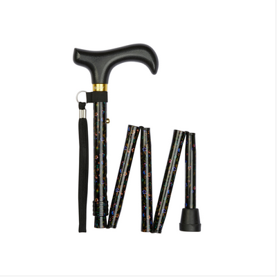 Mini Black Floral Pattern Short Folding Stick
