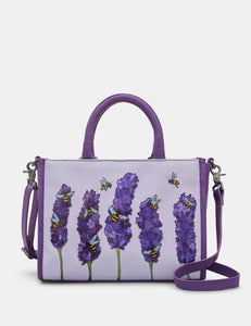 YB230 Bees Love Lavender Plum Leather Grab Bag