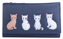 Load image into Gallery viewer, Mala Leather Sitting Cats Purse/Notecase - Navy

