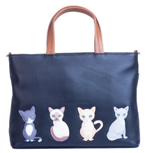 Load image into Gallery viewer, Mala Leather Sitting Cats Grab Bag - Black
