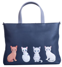 Load image into Gallery viewer, Mala Leather Sitting Cats Grab Bag - Navy
