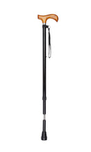 Load image into Gallery viewer, Black Natural Wooden Derby Handle Adjustable Stick With Shock Absorber
