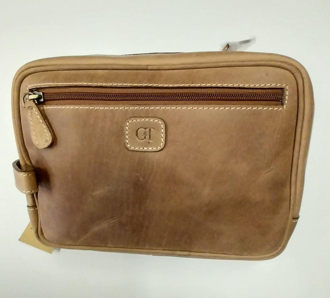 Grains & Tan Leather Wash Bag