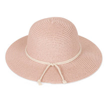Load image into Gallery viewer, Ladies short brim straw hat with detail band
