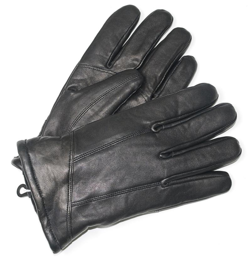 Mens Black Leather Wool Lined  Gloves