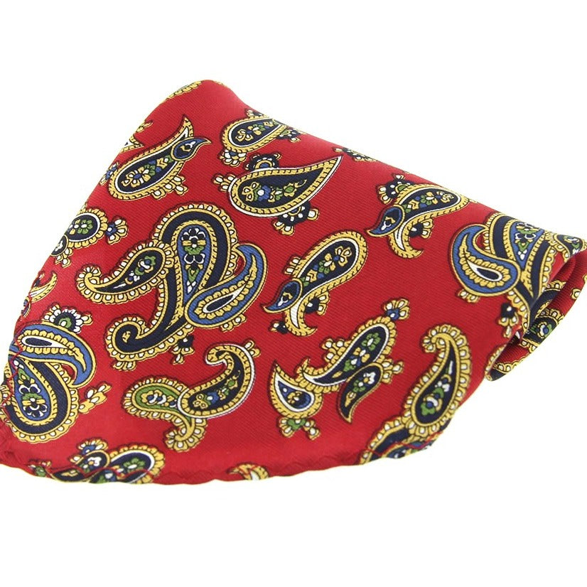 Red Paisley Silk Handkerchief/Pocket Square