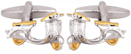 Motor Scooter with Gold Plated Trim Rhodium Cufflinks
