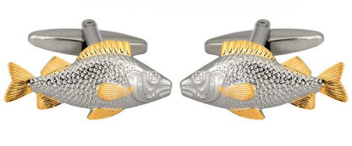 Fish 2-Tone Rhodium and Gold Plated Cufflinks