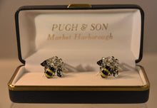 Load image into Gallery viewer, Bee Rhodium Plated Cufflinks
