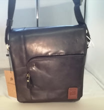 Load image into Gallery viewer, Leather Black Flap Crossbody Bag - 7357
