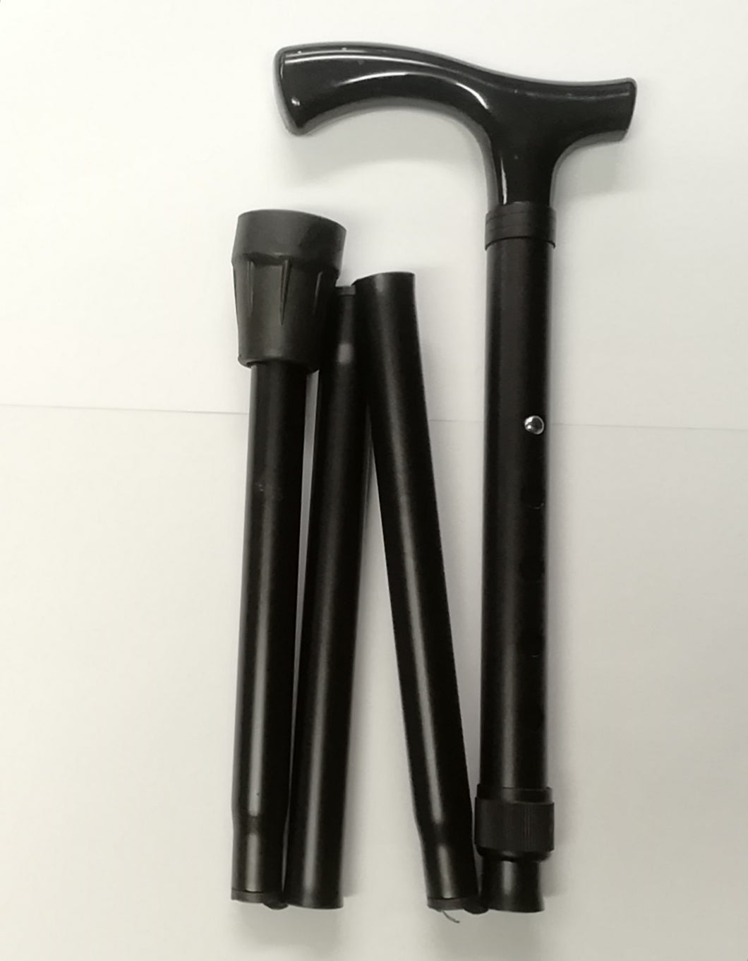 Black Metal Folding Derby Handle Adjustable Walking Stick