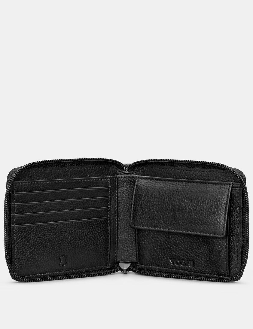 Zip Round Leather Wallet