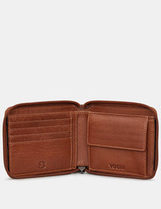 Zip Round Leather Wallet