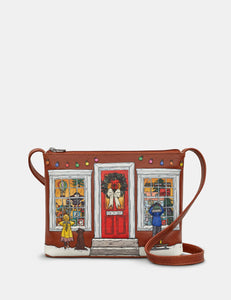 YB214 The Toy Shop Brown Leather Cross Body Bag