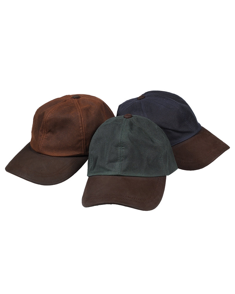 Hoggs Waxed Baseball Cap With Leather Peak