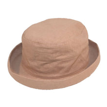 Load image into Gallery viewer, Women&#39;s Linen Sun Hat With Turn-Up Brim - Natural Colours
