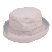 Load image into Gallery viewer, Women&#39;s Linen Sun Hat With Turn-Up Brim - Natural Colours
