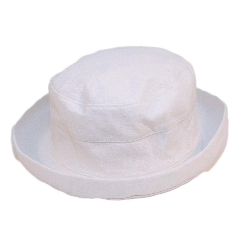 Women's Linen Sun Hat With Turn-Up Brim - Natural Colours