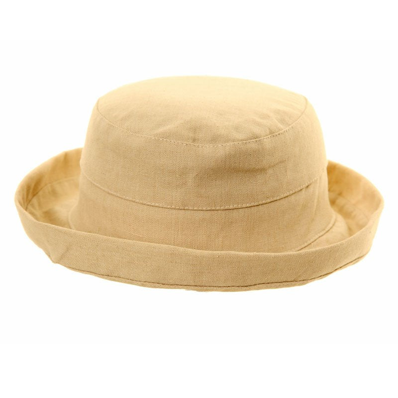 Women's Linen Sun Hat With Turn-Up Brim