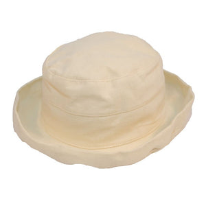 Women's Linen Sun Hat With Turn-Up Brim