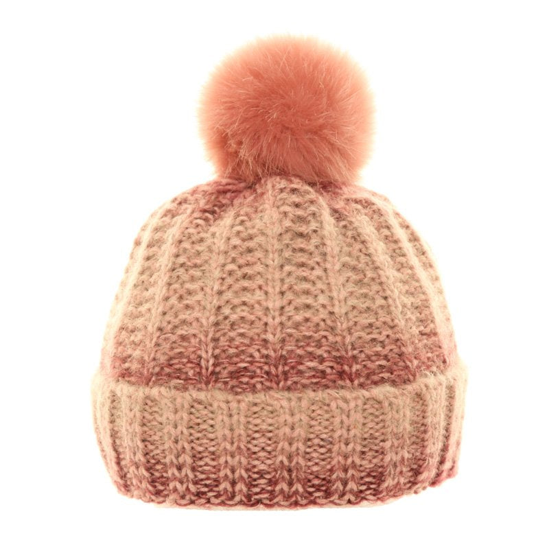Ladies Knit Bobble Hat With Fleece Lining